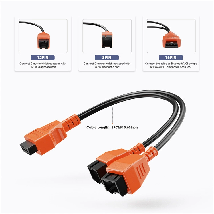 FOXWELL Chrysler 12 + 8-контактный адаптер может быть подключен к автомобильному детектору FOXWELL