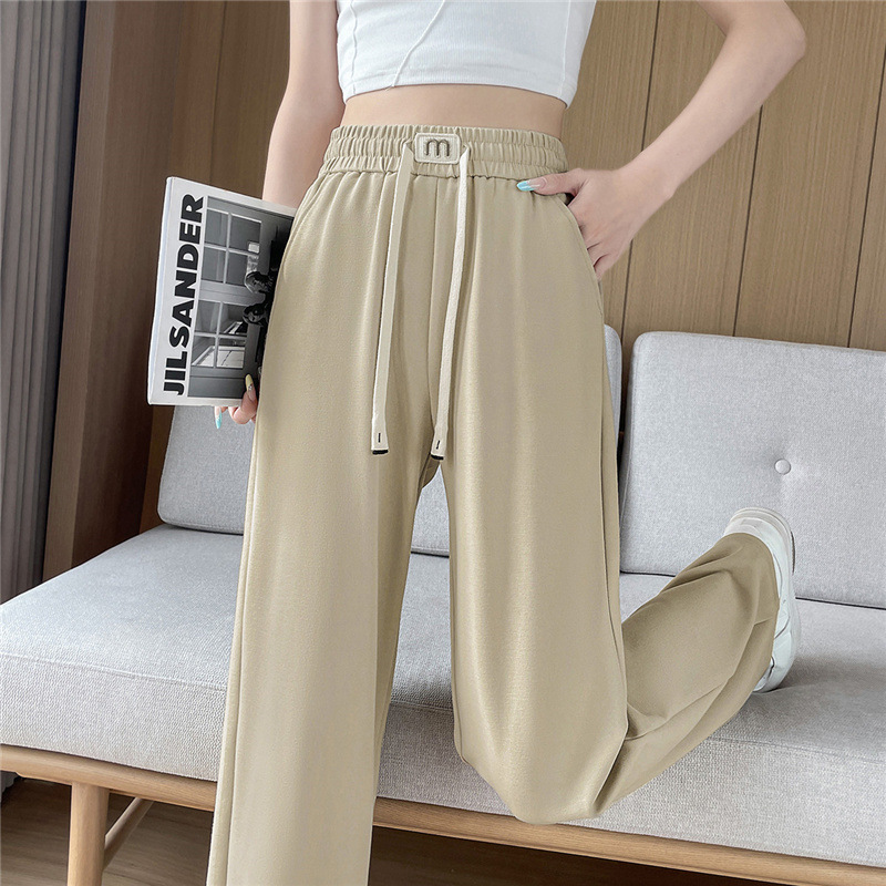 Narrow Straight Wide Leg Pants Women's Summer 2025 New High Waist Slimming Pants Small Sports Casual