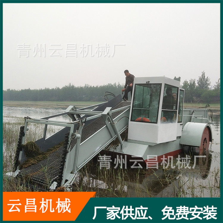河道水白菜水草收割打捞船 水花生水草收集打捞机械 水浮莲清草船