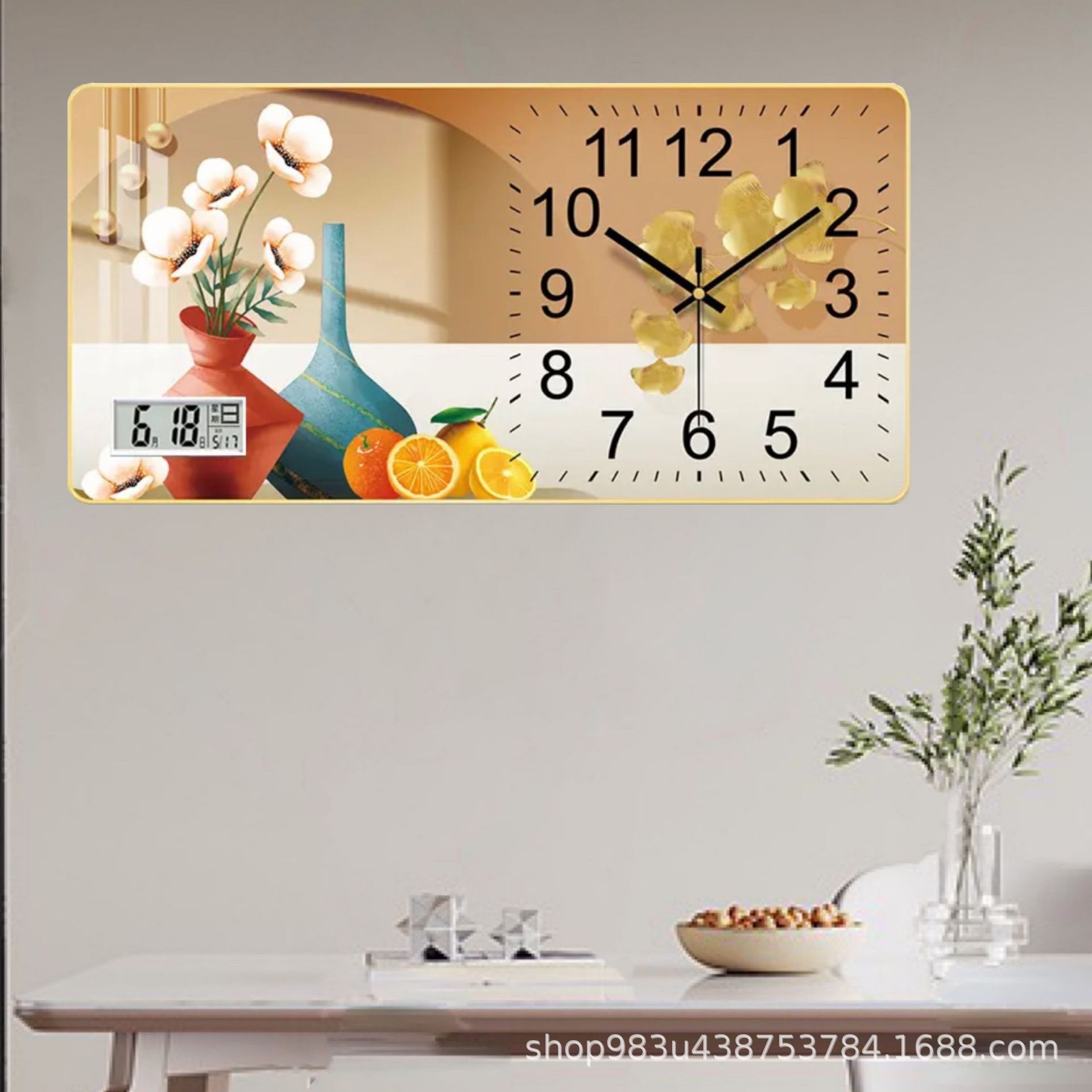 Reloj de pared decorativo moderno minimalista y silencioso – pintura para sala de estar.