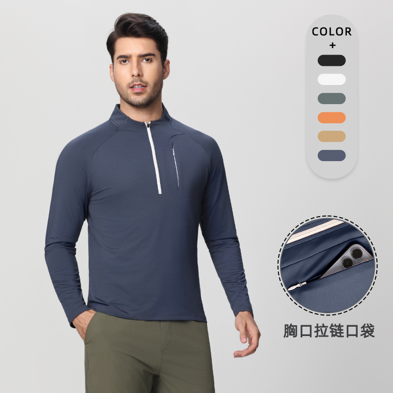 Dijia's Same Style Half-Zip Quick-Drying Sports Tops Men's Outdoor T-Shirts Fashionable Training Cycling Running Fitness Clothes