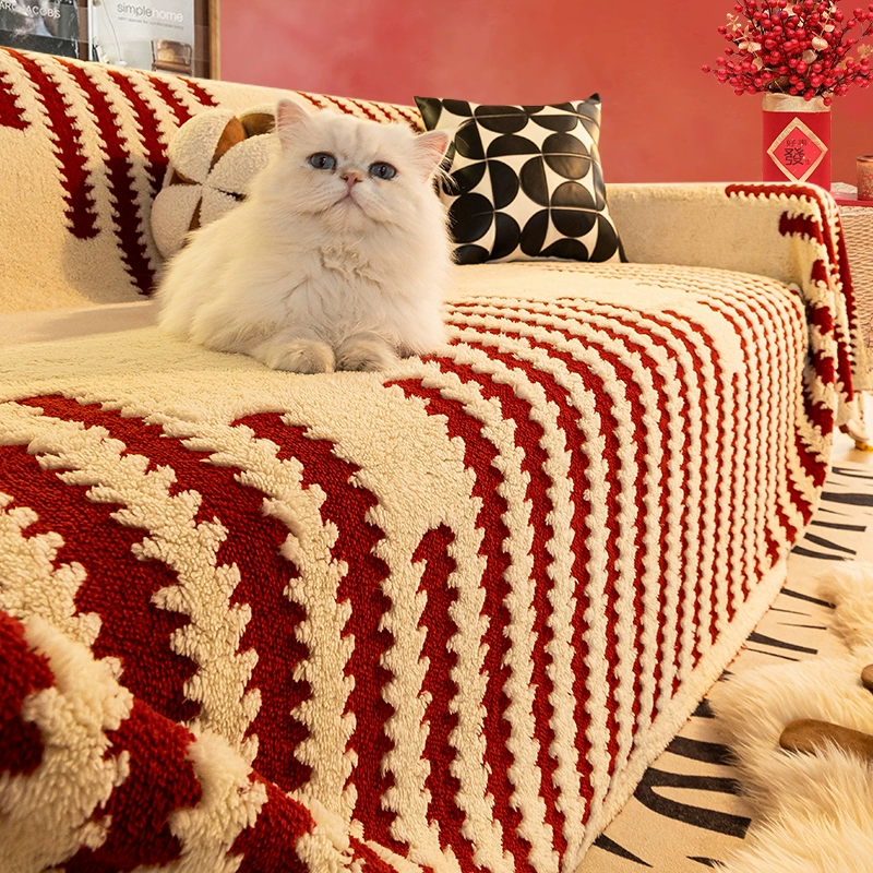 Atmospheric winter festive red non-slip sofa