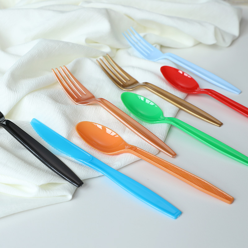 Cross-border Disposable Knife and Fork Spoon Color in stock Plastic Fork Party Tableware Party Wedding Fork Decoration Supplies