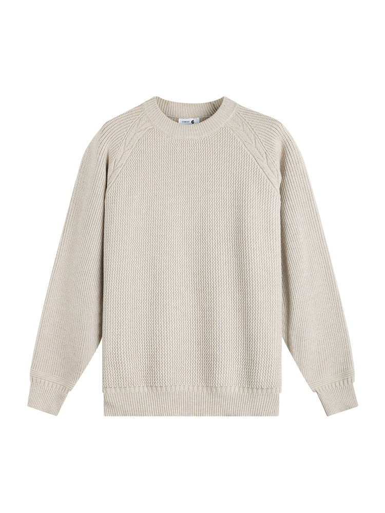 Hombres viejos qianfeng otoño y invierno suéter de cuello redondo hombre lujo ligero de alto nivel piña camisa casual camisa de punto hombre