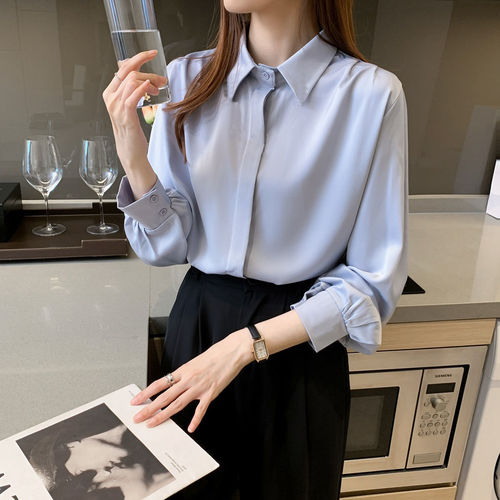 White chiffon shirt, new Korean style slim long-sleeved all-match shirt, professional work women's clothing, gift