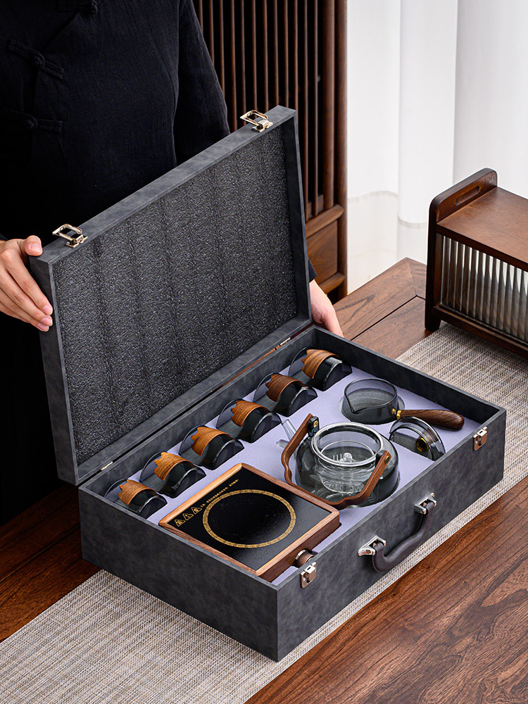 胡桃木电陶炉煮茶器煮茶炉送礼品乔迁礼盒装新款家用茶具套装