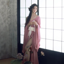 魏晋清冷风古装粉色荷花汉服女2026新款古风大袖衫艺术照摄影服装