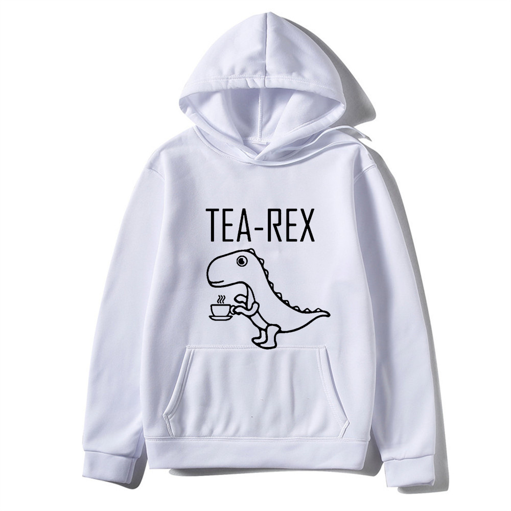 Nuovo simpatico dinosauro che beve caffè Maglioni da uomo e da donna con cappuccio di tendenza di strada_voghion.com