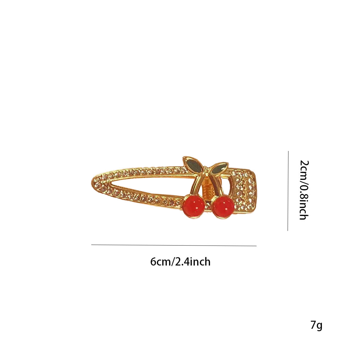 Barrette cheveux cerise dorée avec strass accessoire élégant_voghion.com