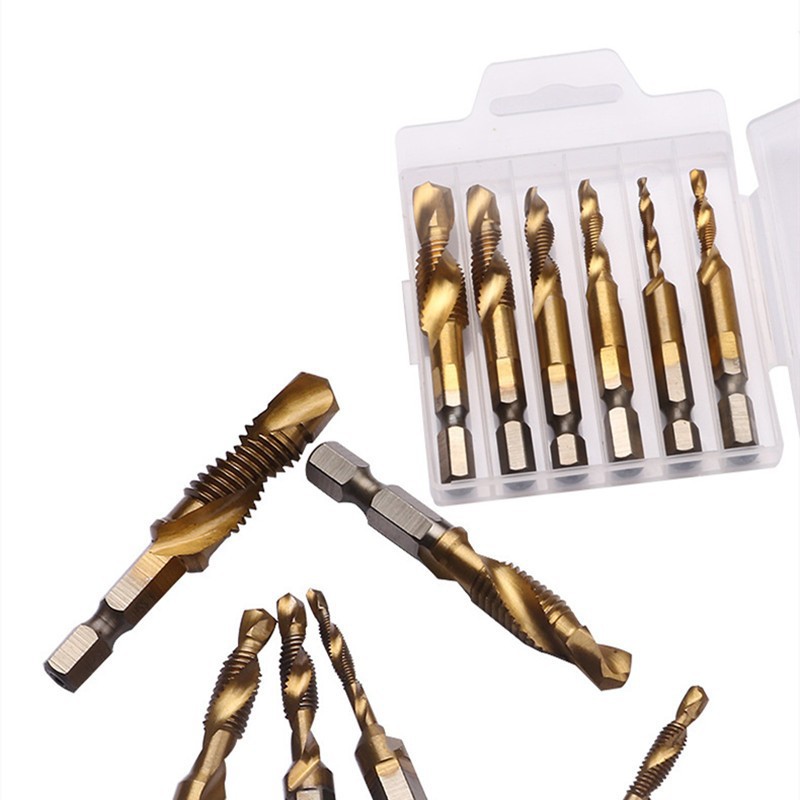 特价 六角柄钻镀钛复合丝锥钻 螺旋机用丝锥公制高速钢 6pcs