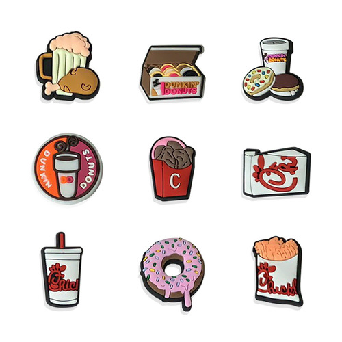 Food Donut Hole Shoes Flower Shoes Buckle DIY Accessory Cartoon Beer Fried Chicken Burger Decoration Buckle Shoes Accessory