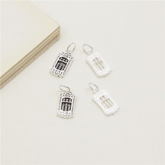 S925純銀算盤掛件DIY手工編織紅繩手串項鍊如意吊墜配件飾品材料