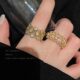 Korean Style High-end Fashionable Wide Hollow Lace Open Ring French Retro Exquisite Commuting White Ring Trendy