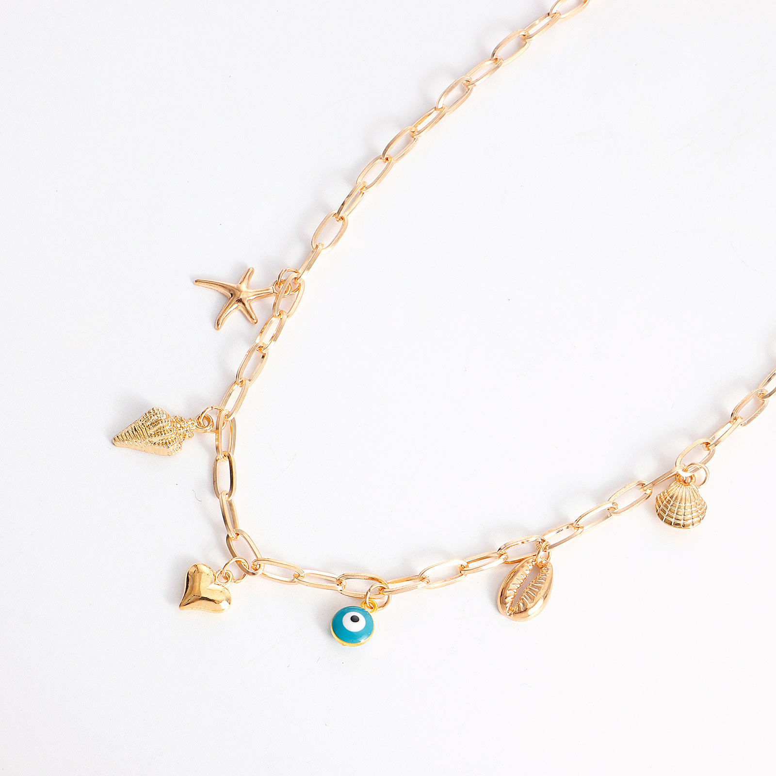 18g Weight Alloy Pendant Material Necklace Classification Alloy Chain Material 1 Piece Quantity Daily Occasion Alloy Material Devil's Eye, Starfish, Heart Shape Pattern Women's Gender Marine Style Style Marine Style Devil's Eye Starfish Heart Shape Alloy Wholesale Necklace 8