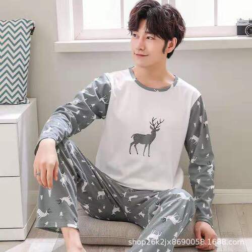 Men's long-sleeve long pants spring and autumn thin version father plus size casual home wear factory