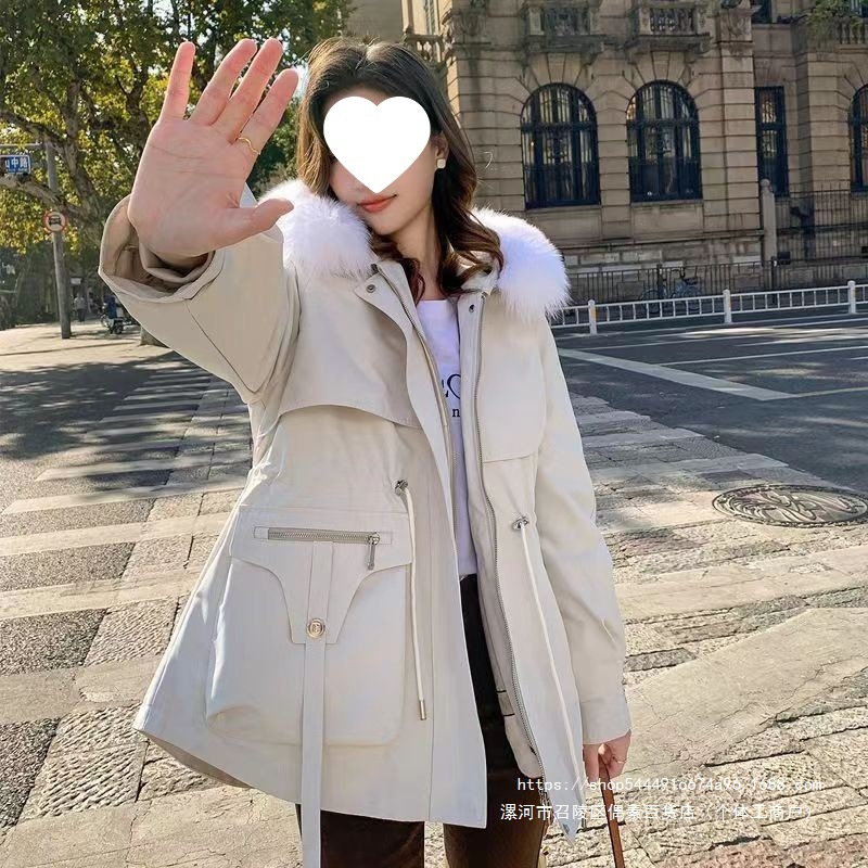 新款万人迷女士真毛皮草网红爆款派克服内胆拆卸貉子狐狸大毛领