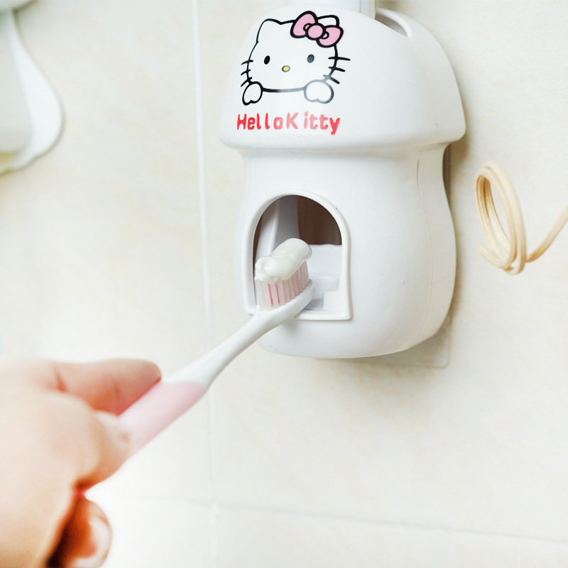 キティ自動歯磨き粉絞り器漫画かわいいクリエイティブ子供用歯磨き粉絞り器浴室トイレ|undefined