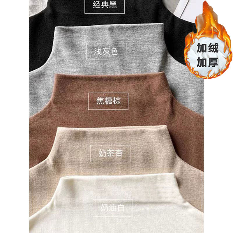 【Derong 1X1 Composite Silver Fox Velvet】Derong Half-High Collar Women's Slim Fit Top for Autumn and Winter