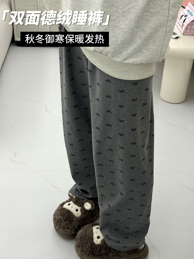 Velvet keep warm soft cartoon trousers