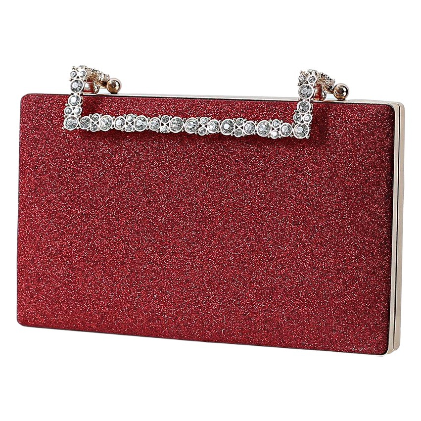 Bolso de noche rosa brillante transfronterizo fiesta decoración de diamantes bolso de novia vestido de cadena de embrague bolso de hombro banquete noche bolso de mujer