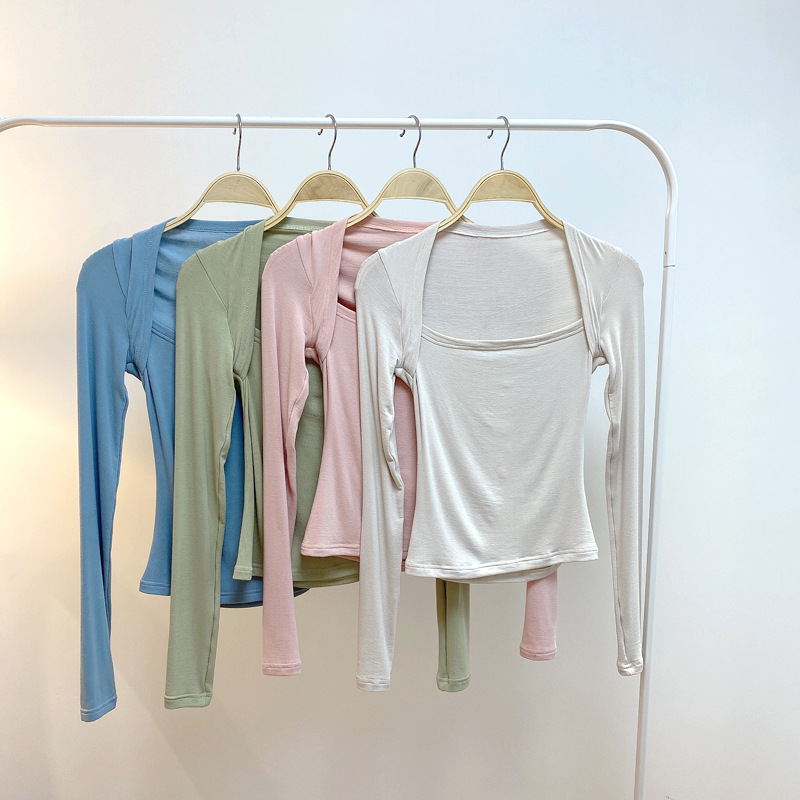 芭蕾背肩式赫本风现代古典民族身韵瑜伽打底衫单色练功服