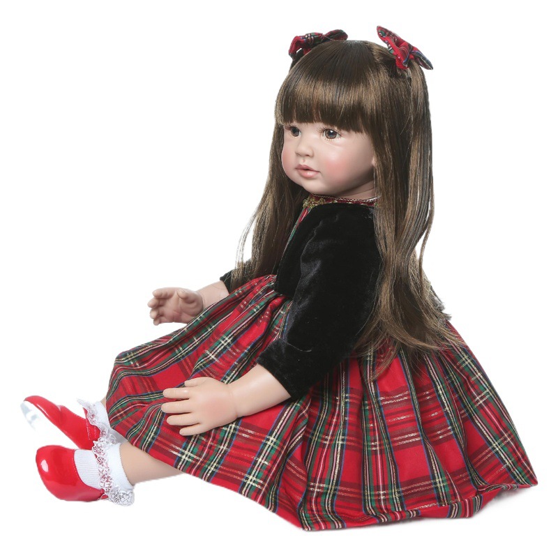 Tiro real en stock reborn niño simulación princesa Linda muñeca de pelo largo 60cm