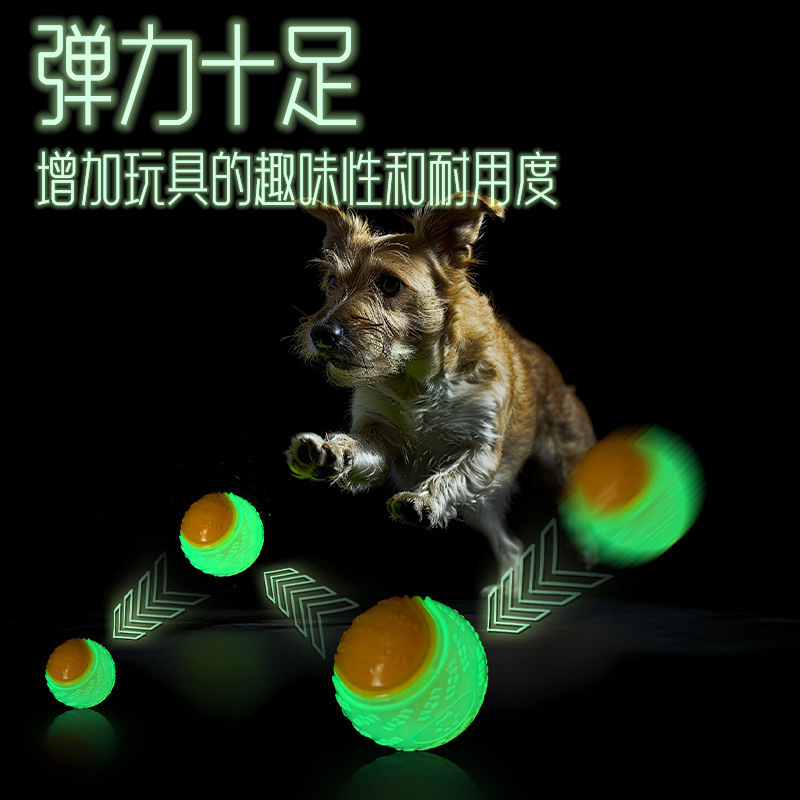 宠物狗弹力球夜光玩具耐咬实心球橡胶啃咬玩具球户外投掷寻回训练|undefined