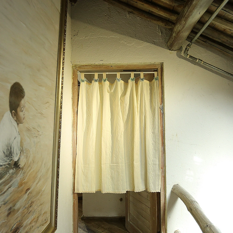 Iris Country Travel Cream Butterfly Хлопковая вышитая плотная полузанавеска Дверная занавеска Занавеска для окна с гвоздями Спальня Гостиная Кухня