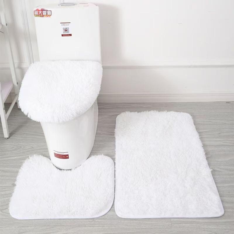 Grenzüberschreitendes Dropshipping: Dreiteiliges Set aus Seidenwolle-Toilettenteppich, rutschfest, für Bad, Küche und Eingangsbereich, wasserabsorbierend_voghion.com