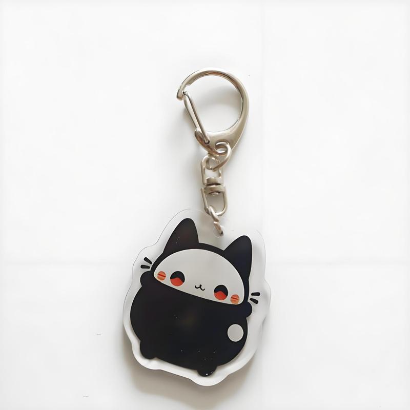 卡通版猫咪周边亚克力钥匙扣可爱小猫端坐系列钥匙链情侣挂件装饰|undefined