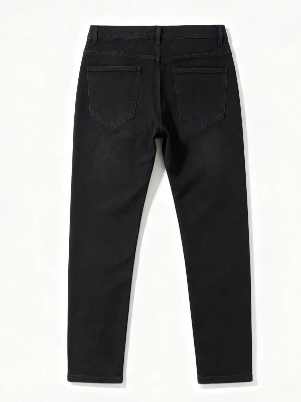 Jeans Rasgados Elásticos para Hombre en Mezclilla de Algodón, Corte Ajustado, Bloques de Color, para Uso Casual