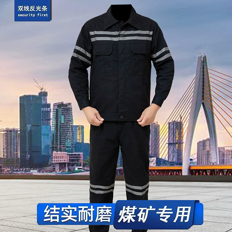 Рабочая одежда для угольной шахты, мужской подземный защитный костюм, рабочая одежда с двойными светоотражающими полосками, износостойкий сварочный аппарат для горнодобывающей ткани