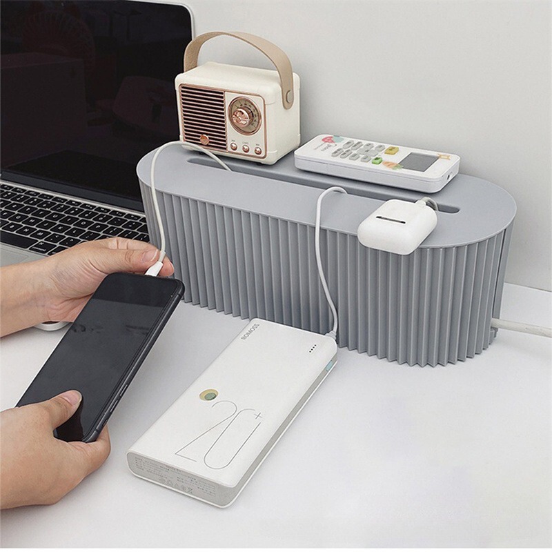 Hot Simple Fashion Plug-in Line Board Home Office pp Desktop Line Storage Box Decorative Covering Artifact