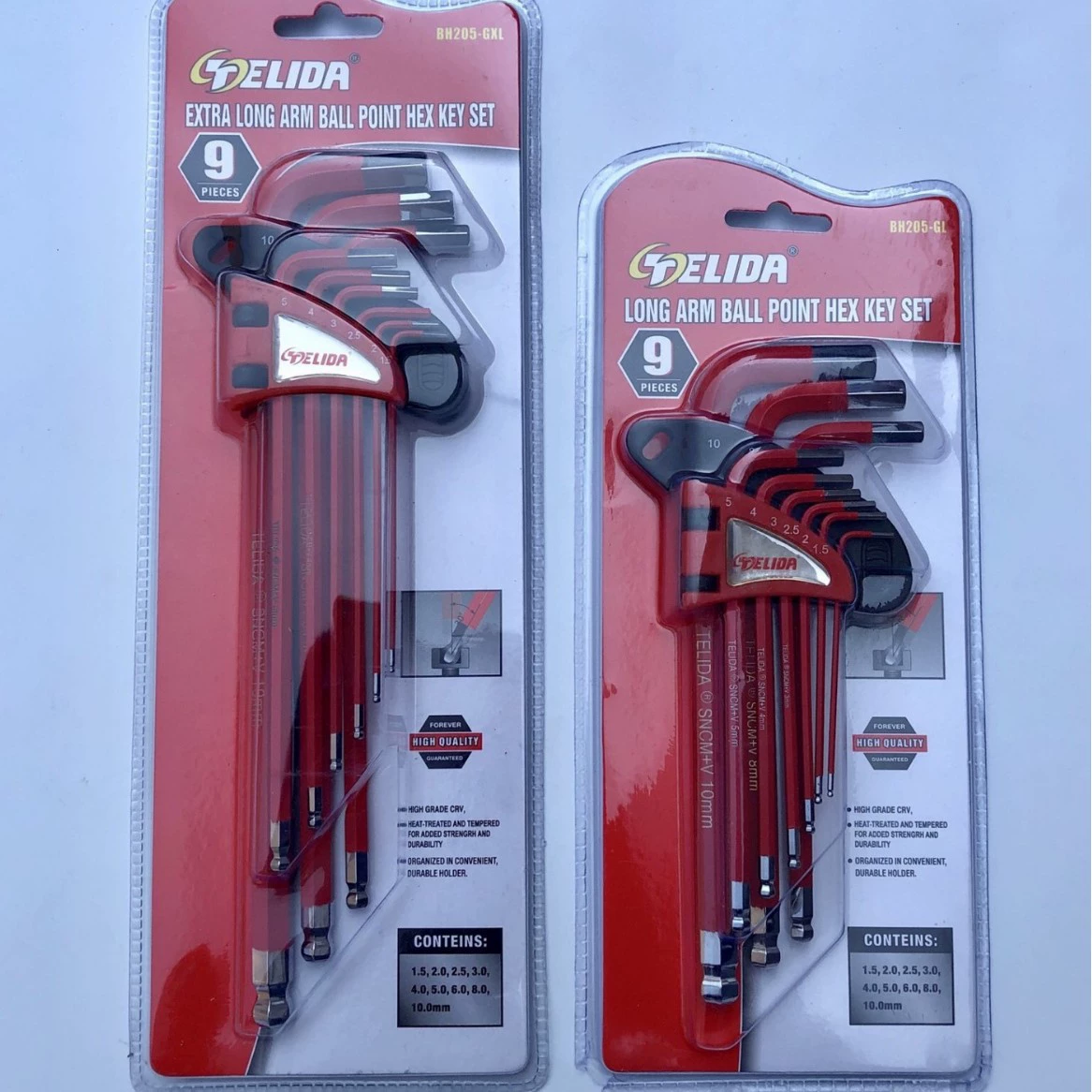 Набор шестигранных ключей TELIDA с шаровым концом, 9 предметов, с покрытием, 1.5-10 мм