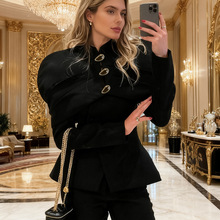 小香风秋季欧美女装小众不撞款轻奢黑色修身收腰小西装外套高级感