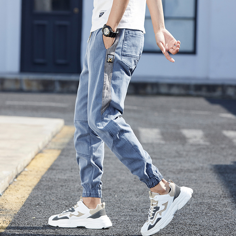 2021 summer thin light-colored jeans men...