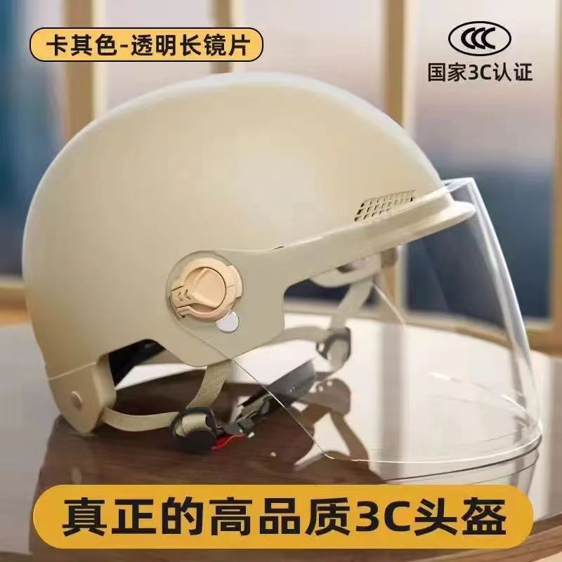 Yellow helmet, white lens