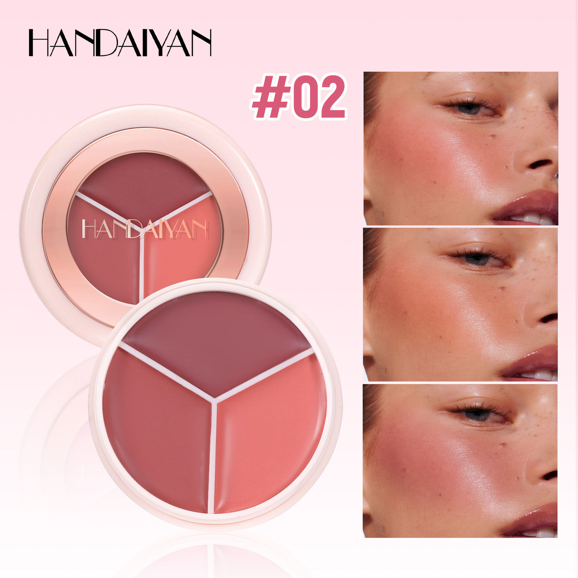 Blush transfronterizo natural mate impermeable blush barro HANDAIYAN blush crema carmín blush