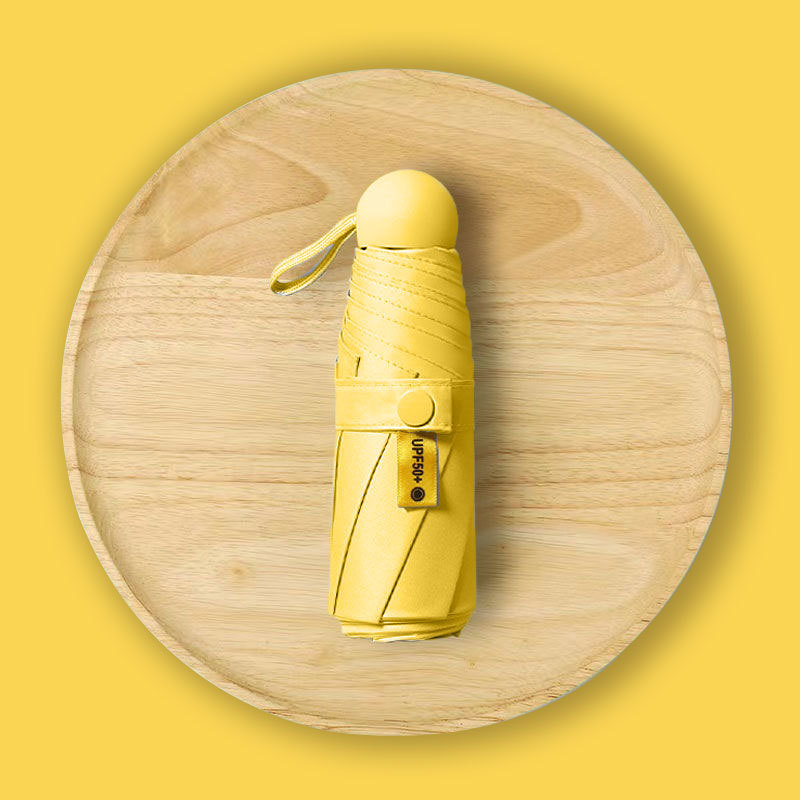 Paraguas portátil Mini paraguas pequeño de cinco veces estudiante cápsula paraguas soleado y lluvioso de doble uso Protección Solar Femenina sombrilla