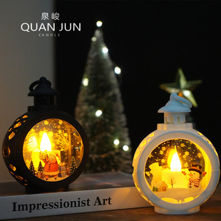 Hot Christmas Gift Creative Decoration LED Night Light Accompanying Gift Portable Retro Small Round Lamp Holiday Props