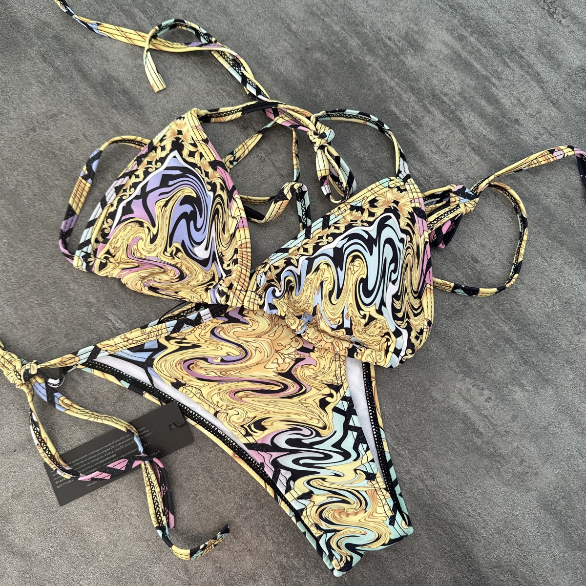 Factory Direct Sales Cross-Border European and American Foreign Trade Letters Sexy Three-Point Triangle Two-Piece Surf Bikini Swimsuit