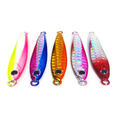 Iron plate lead fish lure 10g-60g long-range five-color laser iron plate single hook blood groove hook outdoor fishing wholesale