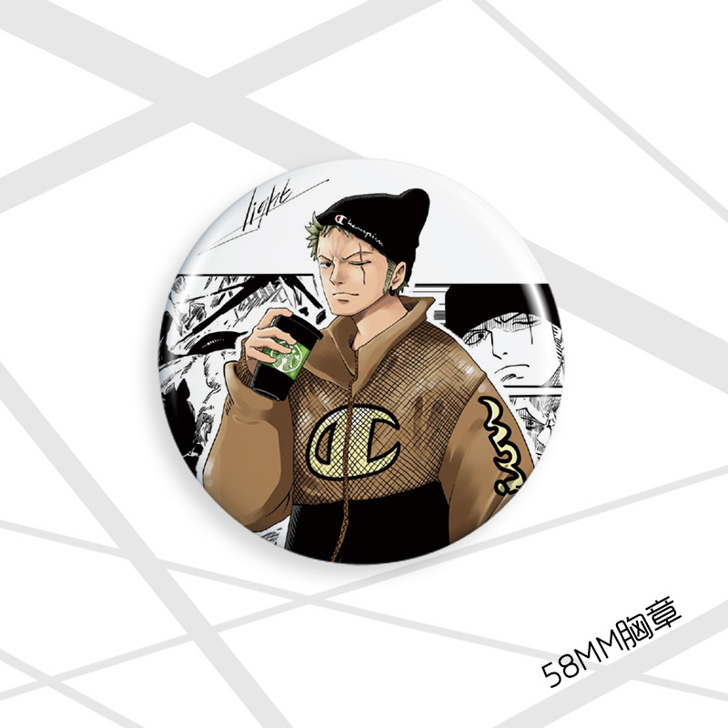 Insignia pirata 58mm Luffy Joba Sauron Nami Xiangji Ace insignia de dibujos animados broche de regalo