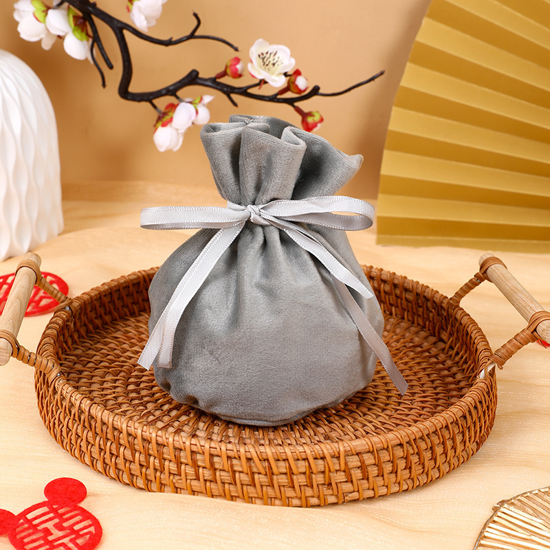 ヨーロッパ式の喜糖袋の創意的な丸い糸の布の結婚式の喜糖の箱のお土産の結婚祝いの祝日のプレゼントの袋の束のポケット|undefined