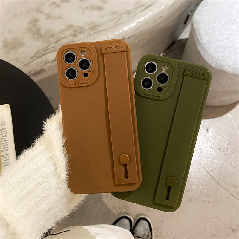 INS Otoño e Invierno marrón adecuado para iPhone14 Apple 12/13Pro Max correa de muñeca teléfono caso Xsmax silicona 11