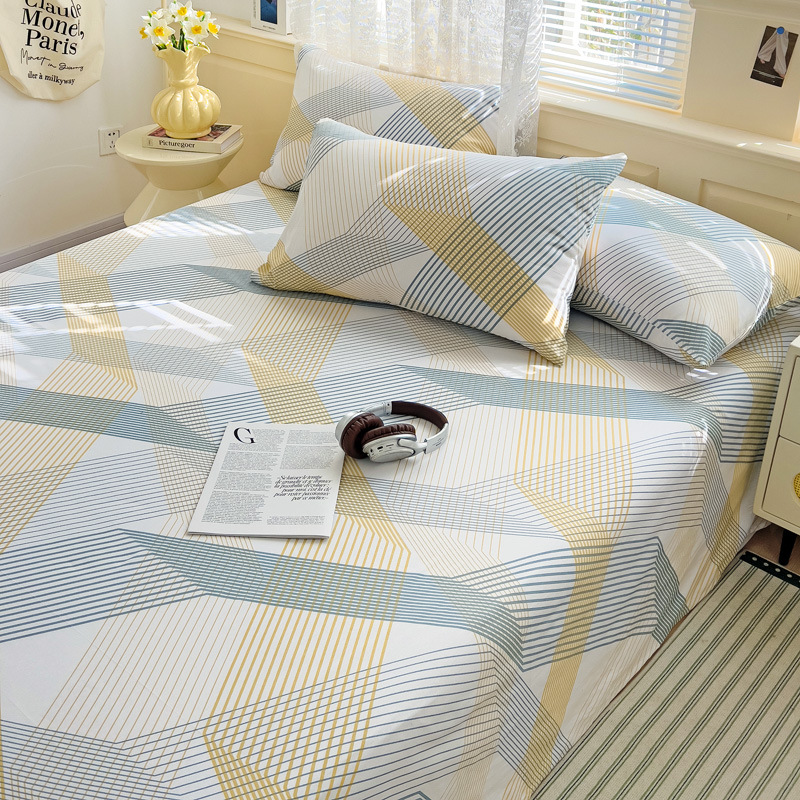 Pequeñas sábanas de algodón floral fresco, una sola pieza de 100 sábanas de algodón, dormitorio doble, traje de tres piezas para estudiantes, cuatro estaciones universales