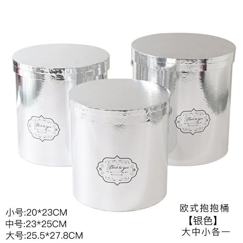 Цветочная Подарочная коробка завод оптовый набор из трех круглых объятий ведро Подарочный букет коробка сюрприза Подарочная коробка объятие ведро