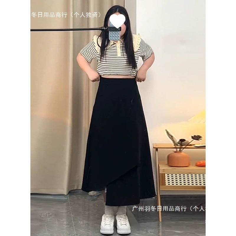 Черный пиджак нестандартной формы больших размеров, полуюбка, весна/лето, новая свободная утягивающая юбка А-силуэта в форме груши