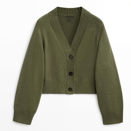 BM & MD & ZA Spring New Women's Knitted Sweater Temperament V-Neck Wide Sleeve Cardigan Sweater 05665665505