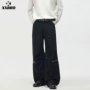 朋克风直筒美式拼接牛仔裤